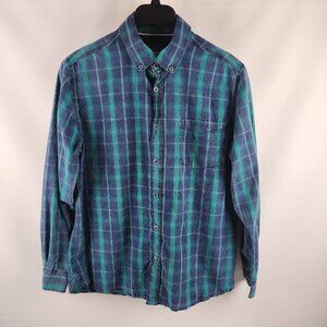 32 BAR BLUES Shirt Mens Large Multi Plaid Long Sleeve Button Down Collar